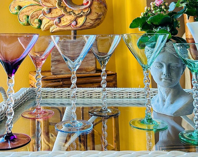 Italian Handblown Twisted Stem Cordial/Coupes *6
