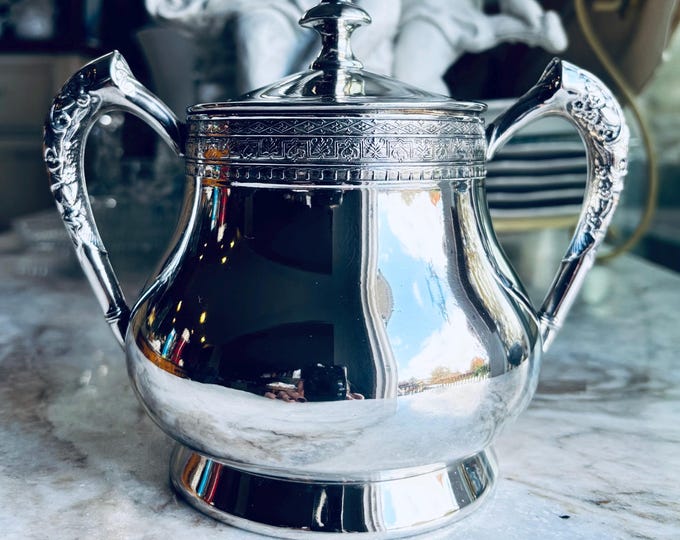 Antique Deco E.G. Webster Quadruple Plate Lidded Sugar Bowl