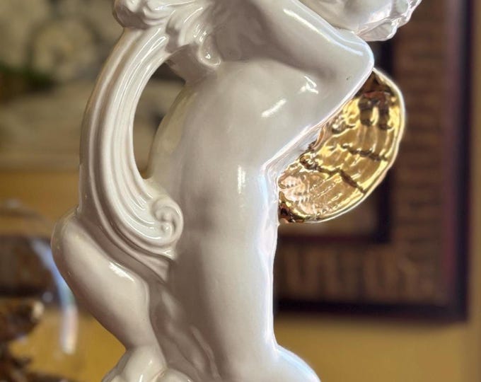 Hollywood Regency Gold Winged Cherub Candelabra