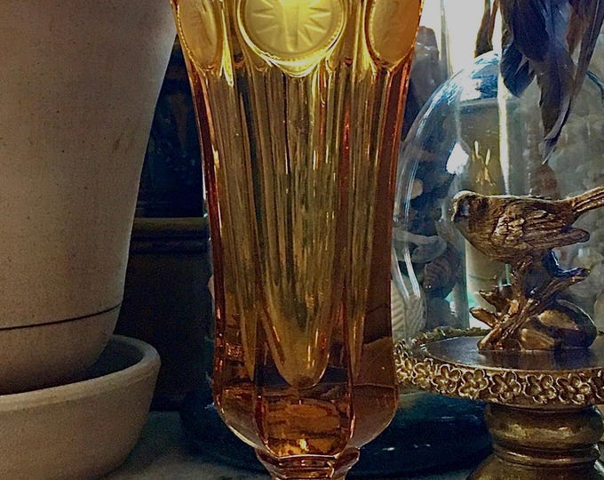 Fostoria Independent Amber Glass Trophy Vase