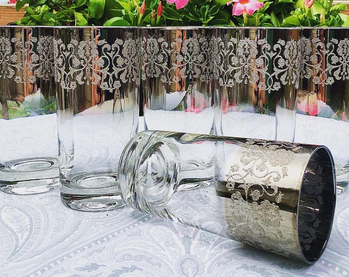 Mid-Century Royal Luster In Silver "Madeira" *Set of 6 Highballs
