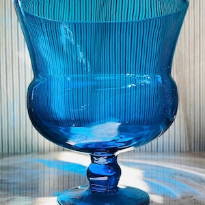 Blenko Pre-Designer Footed Urn Vase #428 Deep Turquoise