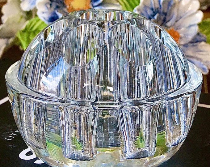 French Glass Flower Frog and Candleholder