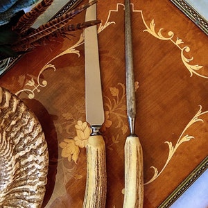 Antique Lamson Stag Horn Carving Set