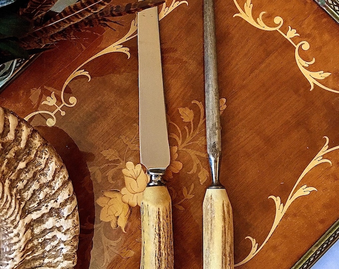 Antique Lamson Stag Horn Carving Set