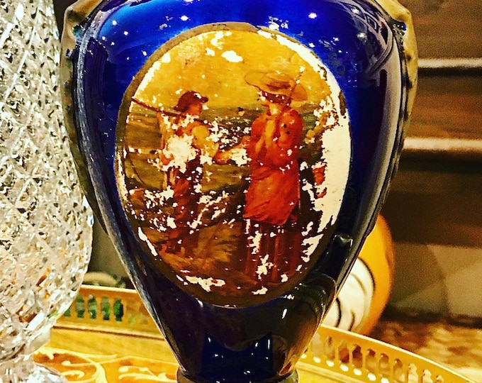 Antique German Cobalt Trophy Urn Decanter