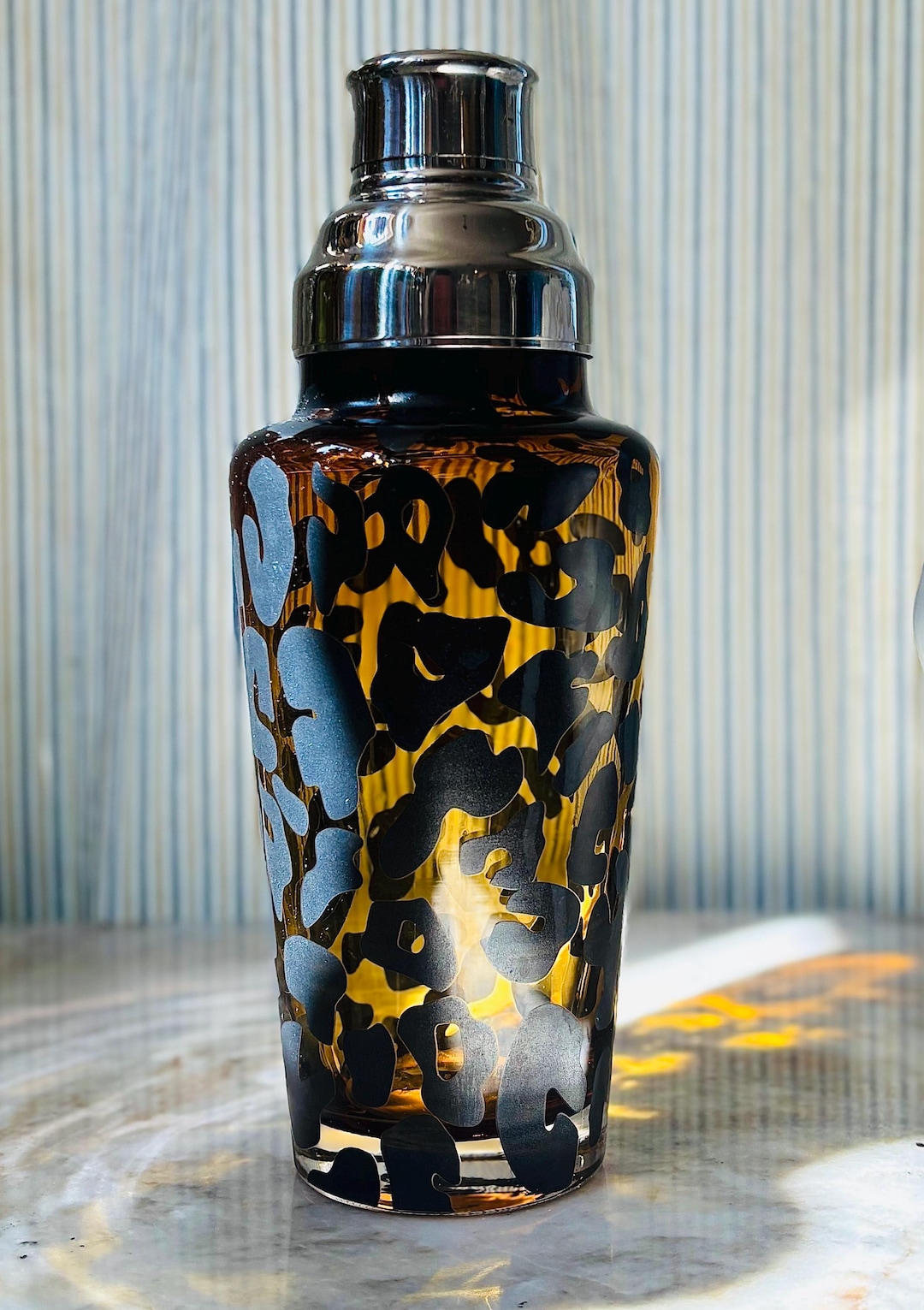 Regency Leopard Glass Cocktail Shaker - Etsy