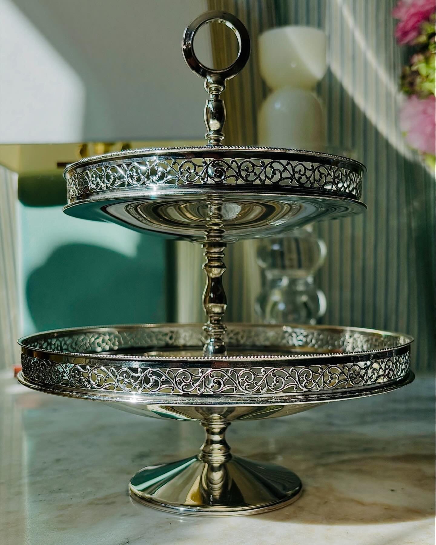 Two tier silver tray sale
