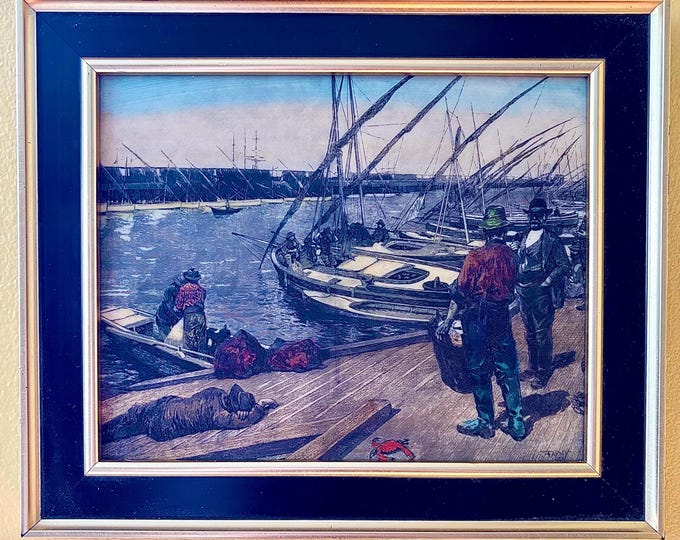 Henry Francois Farny Framed Hand Colored & Etched Resin Plate/Panel