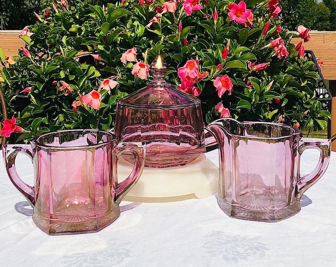 Bartlett and Collins Plum Sugar & Creamer Set