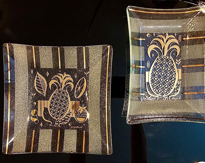 George Briard Signed Pineapple Glass Tray's.  Sold Separately