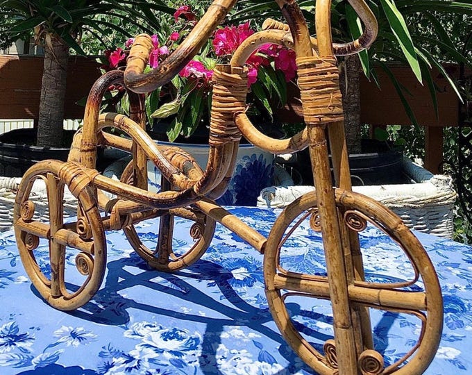 Vintage Tortoise Burnt Bamboo Bicycle Art