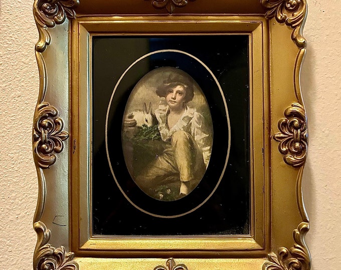 Victorian Glass Art Sir Henry Raeburn  “Boy With Rabbit”