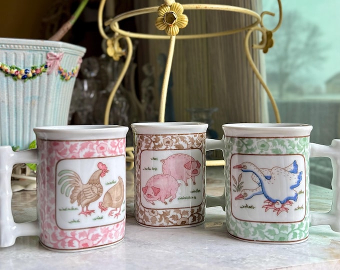 Trio of Takahashi Farm Animal Mugs