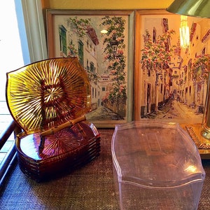Hollywood Regency Tortoiseshell Lucite Tray Set