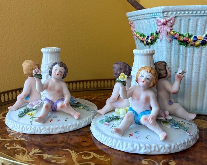 Richard Ginori Cherub Candleholders *Pair