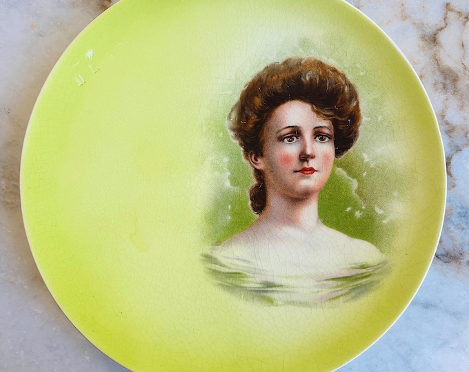 Antique French Hand Painted Crackle Portrait Plate Circa 1800’s