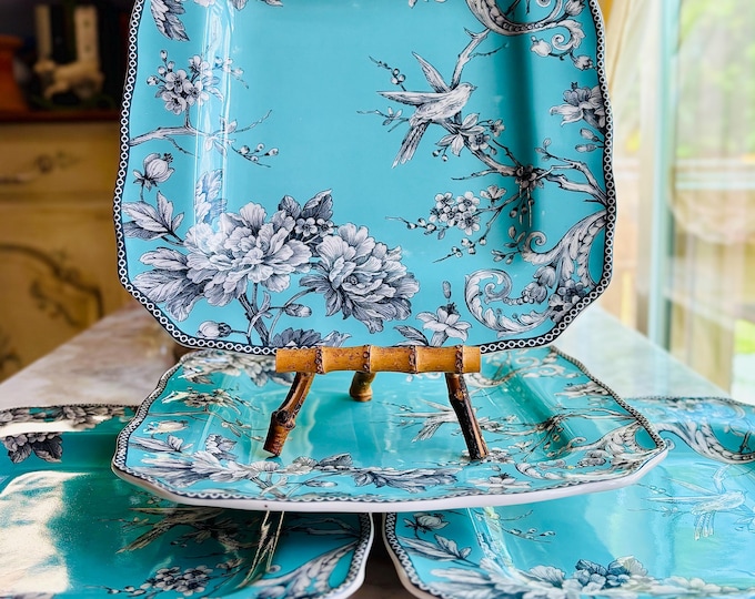 222 Fifth Adelaide Turquoise 11” Dinner Plates *Set Of 4