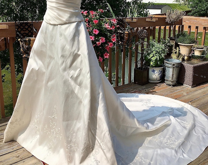 Pronovias Barcelona Couture Wedding Dress & Veil Size 10 Altered