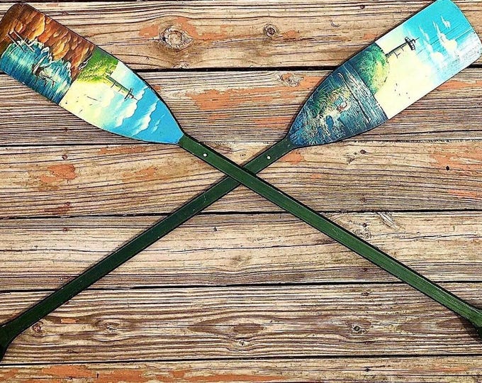 Hand Painted Vintage Coastal Oar’s *Pair