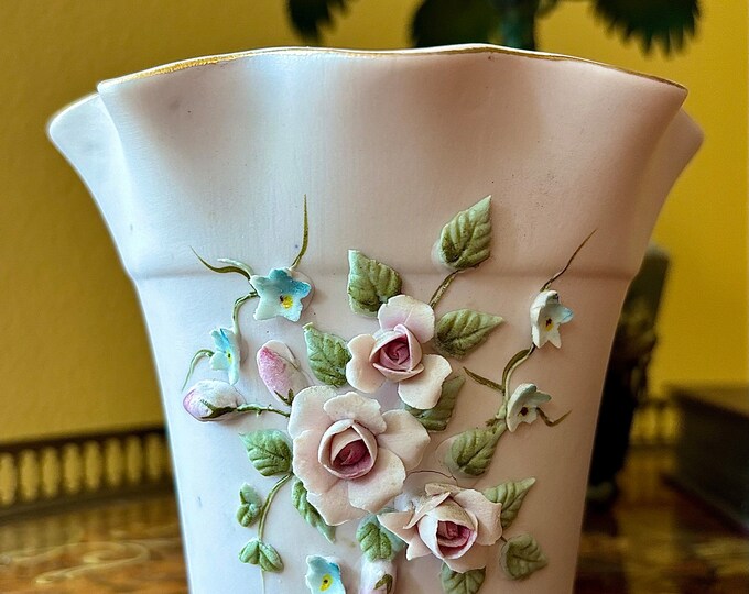 Hand Painted & Applied Floral Flower Pot