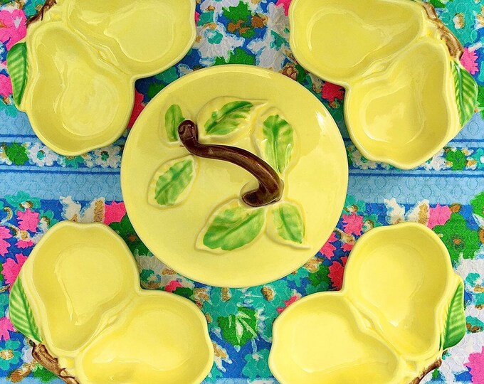 Mid-Century Yellow Pear 6 Piece Snack Set by Belmar of California