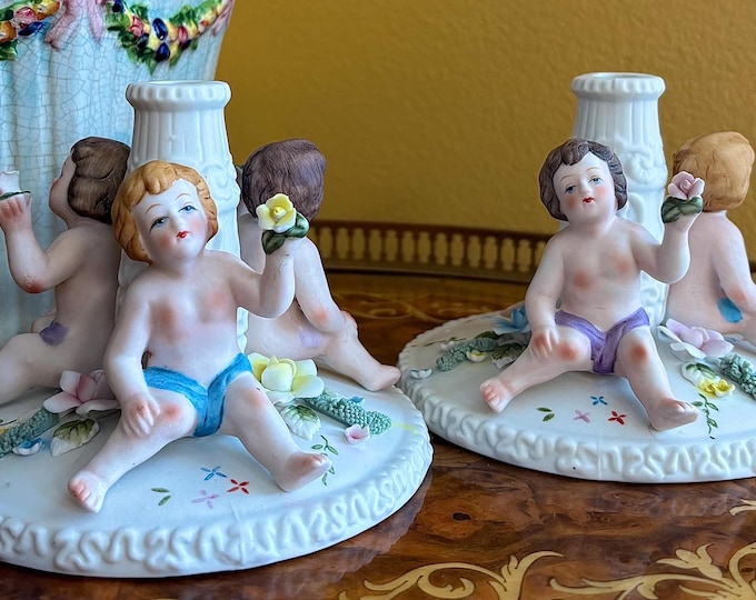 Richard Ginori Cherub Candleholders *Pair