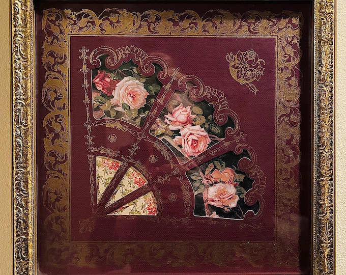 Victorian Floral Rose Fan Art