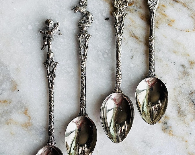 Italian Renaissance Silver Plated Figural Demitasse Spoons *Set of 4
