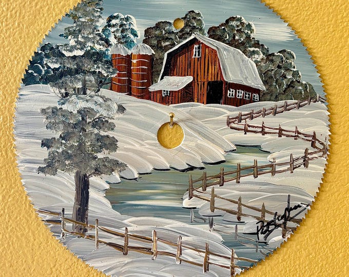 Hand Painted Rustic Industrial Saw Blade Art