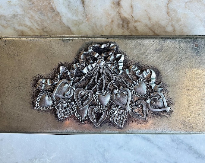 Victorian Metzke Pewter Heart Box