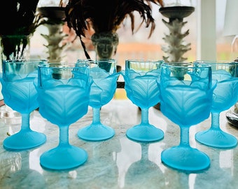 Rare LG Wright Cabbage Leaf Goblet’s *Set of 6