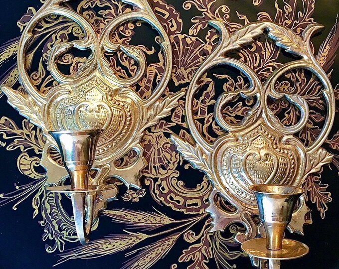 French Brass Heart Sconces *Pair