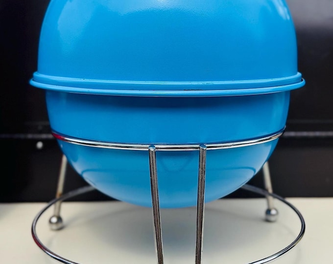 Vintage Mini Blue Atomic Grill Condiment Caddy with Supplies