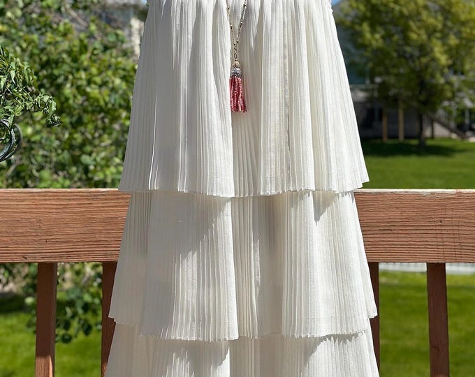 Chelsea 28 Tiered Accordion Pleated Creamy Chiffon Dress