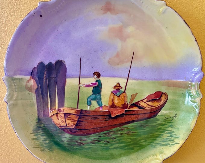 Antique Hand Painted Limoges Duval Coronet Plate