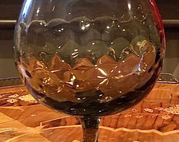 Mid-Century Italian Empoli Smokey Quartz Optic Glass Snifter/Vase