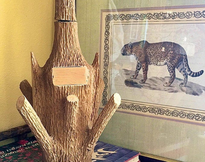 Vintage Brutalist Faux Bois Art Decanter *7 Piece Set