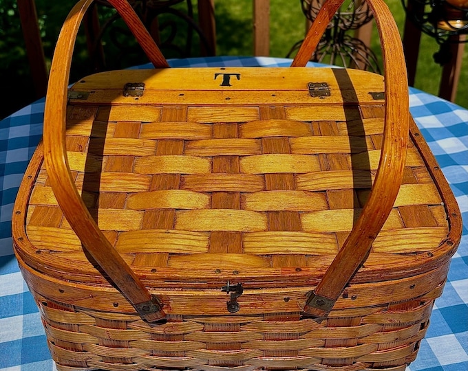 Antique Monogram Rindge Pie Basket “T”
