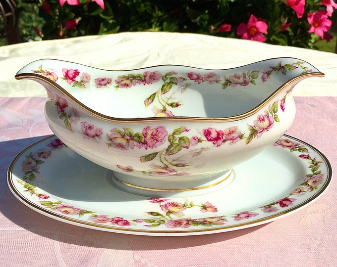Limoges Haviland Pink Floral Gravy Boat