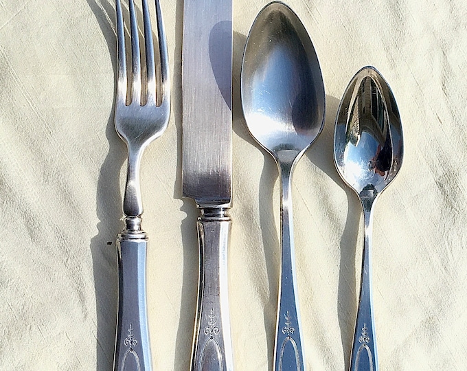 Antique Deco Community Silver Plate 28 Piece Service for 8, In "Adam 1917"