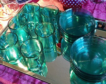 Emerald Green Arcoroc France Cup And Saucer Vintage Green Etsy