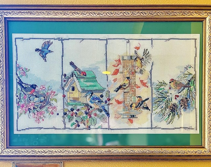 Jan Lynn Four Seasons Framed Cross-Stitch Art