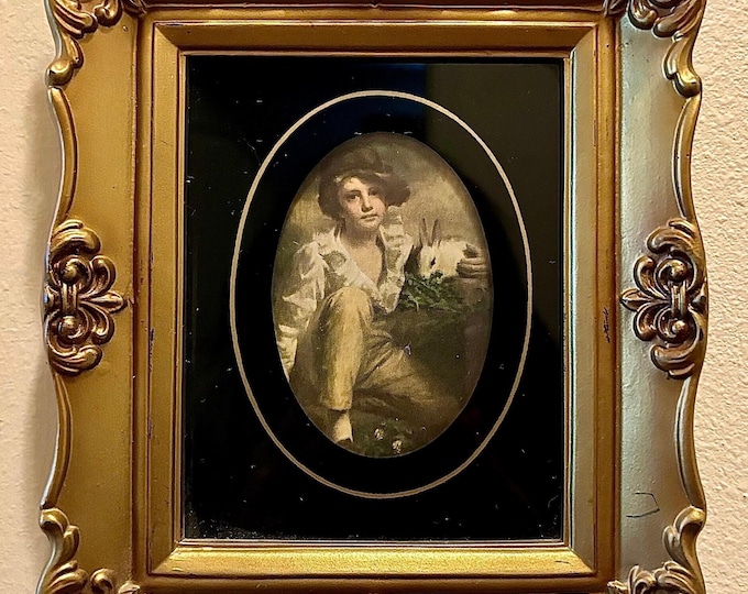 Victorian Glass Art Sir Henry Raeburn  “Boy With Rabbit”