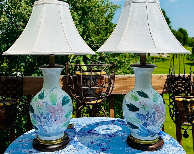 Frederick Cooper Handpainted Moriage Lamps *Sold as a pair