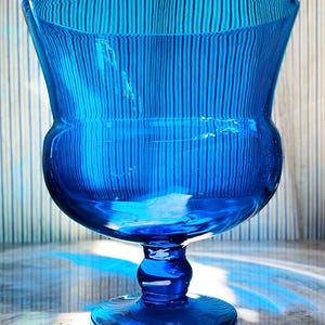 Blenko Pre-Designer Footed Urn Vase #428 Deep Turquoise