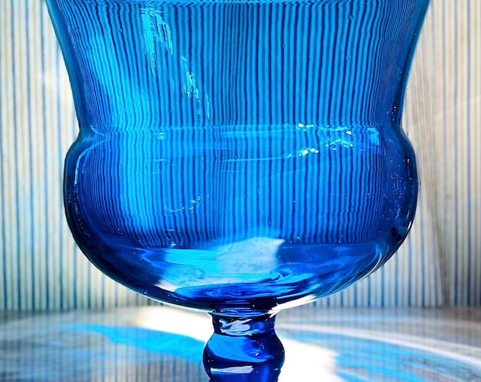 Blenko Pre-Designer Footed Urn Vase #428 Deep Turquoise