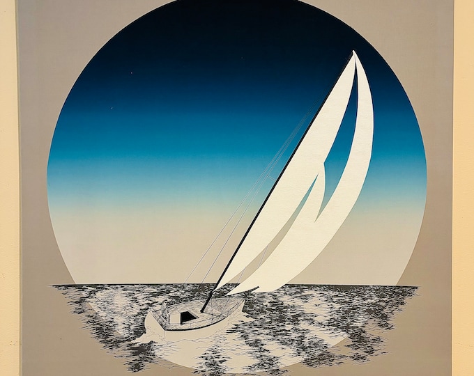 Mid-Century Coastal Painted Silkscreen Marüshka Style