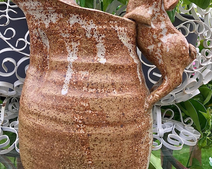 Bunny Stoneware Pitcher Art Pottery