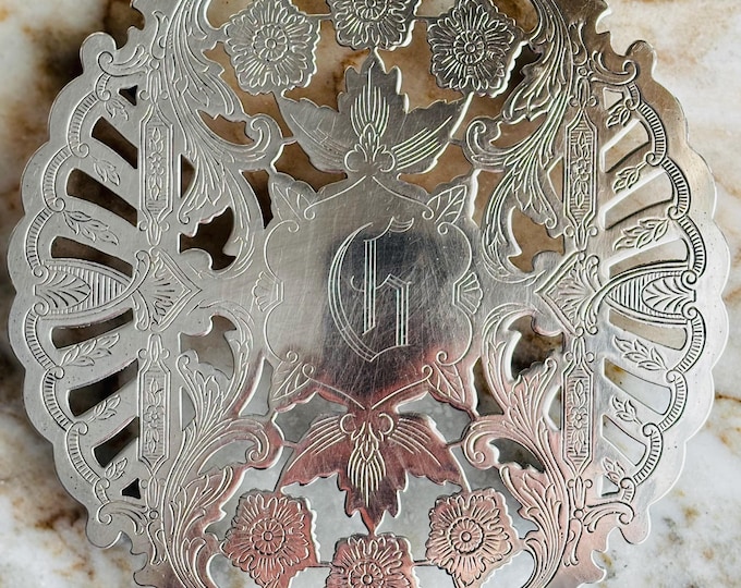 Wallace Silver Plated Reticulated Monogrammed Vintage Trivet